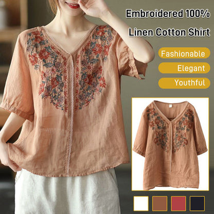 Embroidered Linen Cotton Shirt
