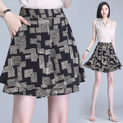 Women's High Waisted Layered Hem Casual Wide Leg Shorts