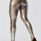 Metallic Crop Sports Leggings
