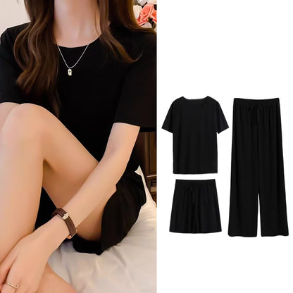 Summer ice silk 3pcs leisure wear set