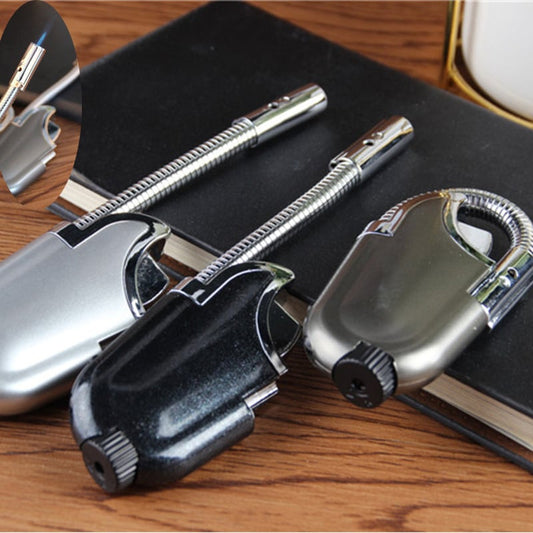 Windproof straight torch blue flame lighter