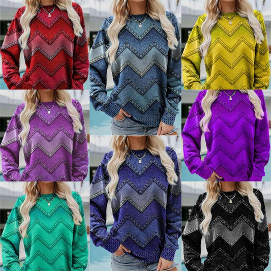 Crew Neck Geometric Casual Sweatshirt