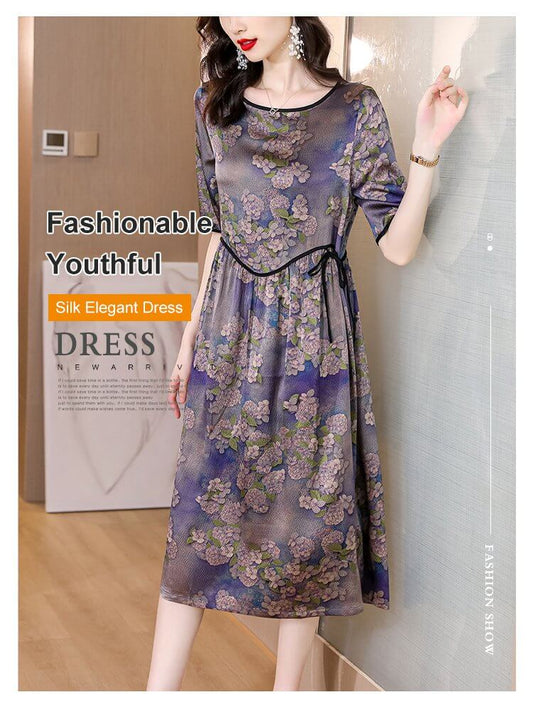 Vintage art floral elegant dress