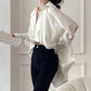 Women's Lantern Long Sleeve V-Neck Casual Blouse