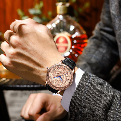 Vintage Eight Horse Engraved Watch