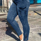 Flap Pocket Zipper Side Skinny Jeans