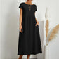 2023 Spring Fashion Solid Color Cotton Linen Pocket Dress