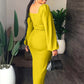Long Sleeve Square Neck Slit Maxi Dresses