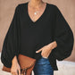 Puff Sleeve V-neck Tops Blouse