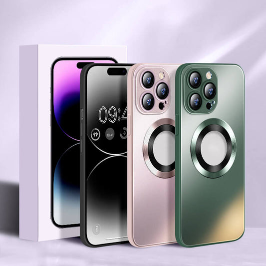 iPhone 14 13 için Manyetik AG Cam Buzlu Kılıf