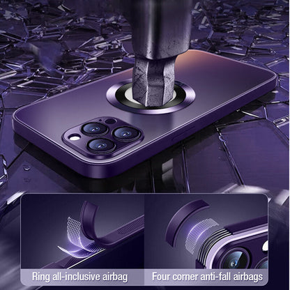 iPhone 14 13 için Manyetik AG Cam Buzlu Kılıf