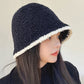 Autumn And Winter Simple Solid Color Knitted Bucket Hat for Women