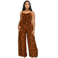 Leopard Print Pocket Side Cami Jumpsuit