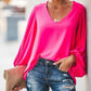 Puff Sleeve V-neck Tops Blouse
