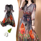 Plus-size loose graceful medium length printed dress