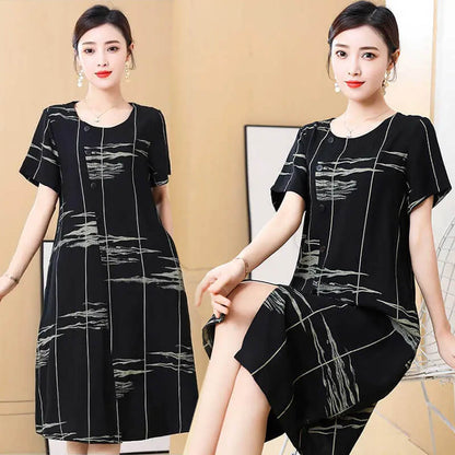 Summer New Mid Length Elegant Pocket Dress