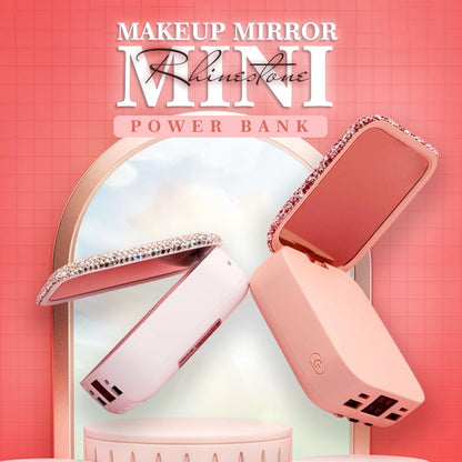 Rhinestone Makeup Mirror Mini Power Bank