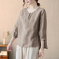 Women's Linen Button Neck Top