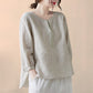 Women's Linen Button Neck Top