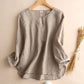 Women's Linen Button Neck Top