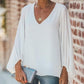 Puff Sleeve V-neck Tops Blouse