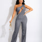Zipper Detail Denim Jumpsuit