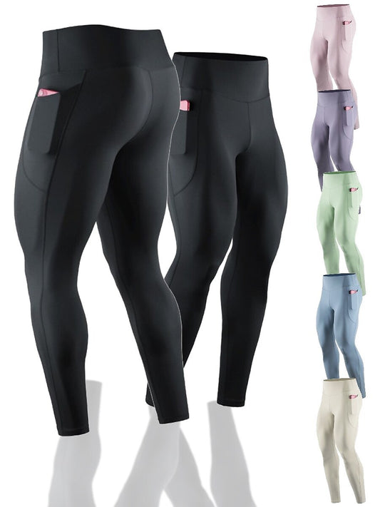 Men's Running Tights Leggings Side Pockets with Phone Pocket Athletic Breathable Quick Dry Sweat Wicking Sportswear