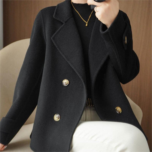 Best Gift-Short Loose Blazer Collar Tweed Coat