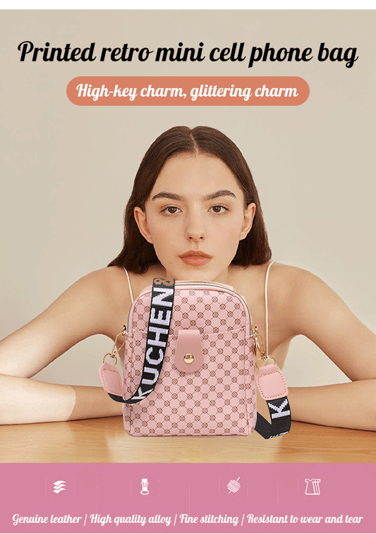 Printed Vintage Mini Mobile Phone Bag
