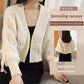【GIFT】Solid Color Lantern Sleeve Sweater Jacket