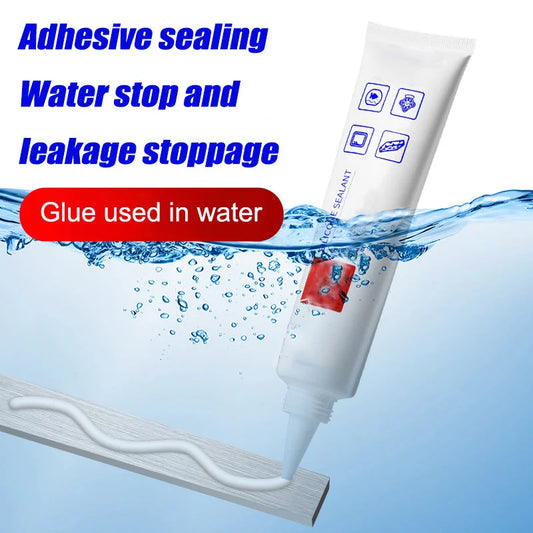 Special adhesive sealant for underwater leak trapping
