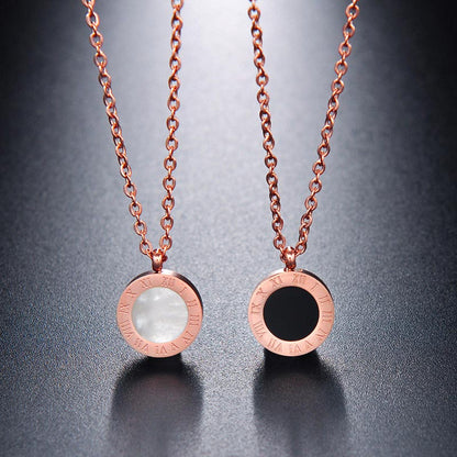 Nice Gift! 18K Rose Gold Minimalist Roman Numerals Necklace