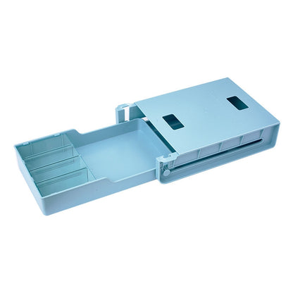 Pull-out storage box under desk