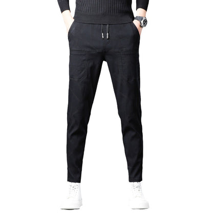 Six-Pocket Stretch Casual Pants With Jacquard Pattern