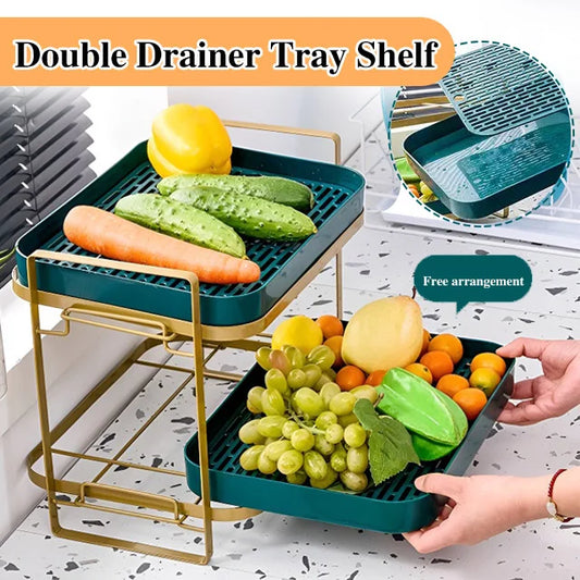 Double layer drain tray storage rack