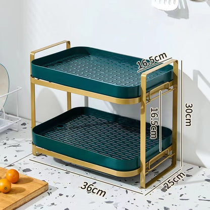 Double layer drain tray storage rack