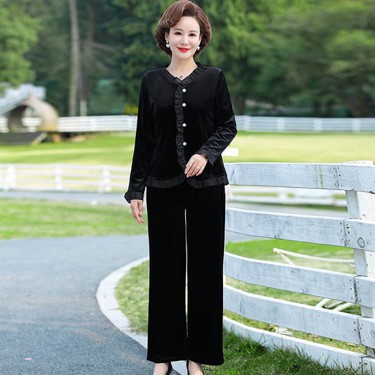 Great Gift - Women's Casual 2 Piece Set: Button Top + Wide Leg Pants