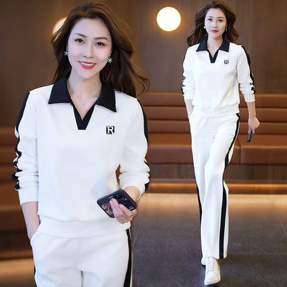 Best Gift for Her - Women's Fashion Casual Lapel Sports Sweatshirt Set