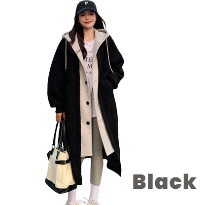 [Best Gift For Her] 2-Layered Faux Lambswool Hooded Coat Jacket