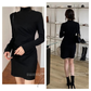Sexy Solid Color Turtleneck Mini Dress