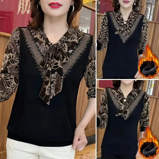 [Best Gift For Her] Women's Fashion Patchwork Printed Warm Shirt