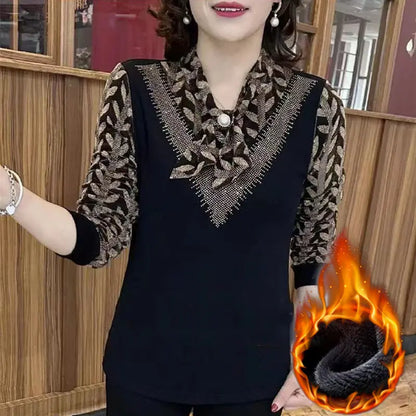 [Best Gift For Her] Women's Fashion Patchwork Printed Warm Shirt