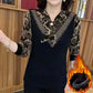 [Best Gift For Her] Women's Fashion Patchwork Printed Warm Shirt