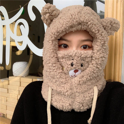 Best Gift for Her - New Cute Bear Winter Windproof One-Piece Ear Protection Hat