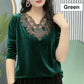 Best Gift for Mom - Elegant Synthetic Golden Velvet V-Neck Women's Top