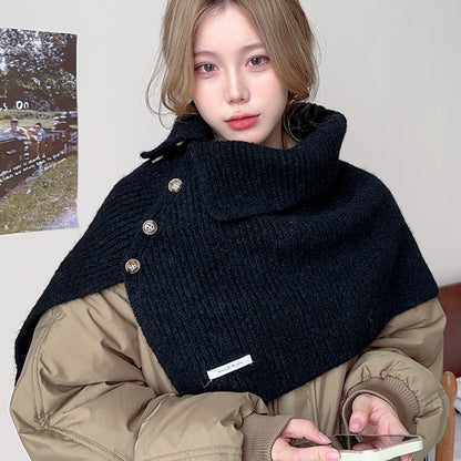 Gift Choice - Multi-Purpose Buttoned Split Knit Shawl