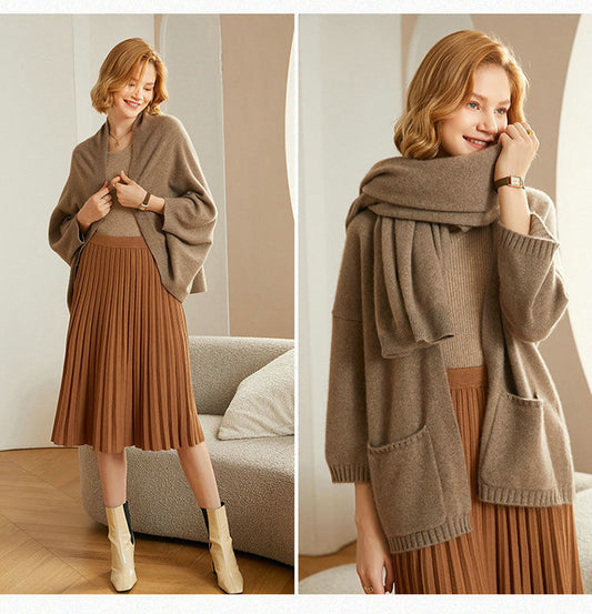 Ideal Gift - Faux Cashmere Warm Dual Purpose Shawl Scarf Cardigan