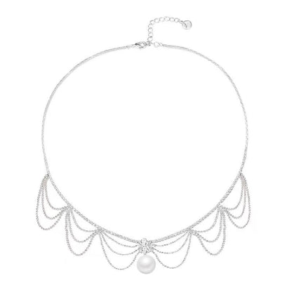 Exquisite Lace Design Faux Pearl Necklace
