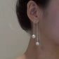 Gift Choice -Full Rhinestone Studded Imitation Pearls Drop Tassel Earings