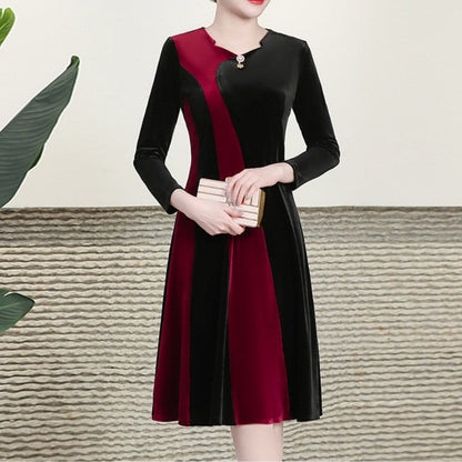 [Gift For Her] Women's Long Sleeved Faux Velvet Dress
